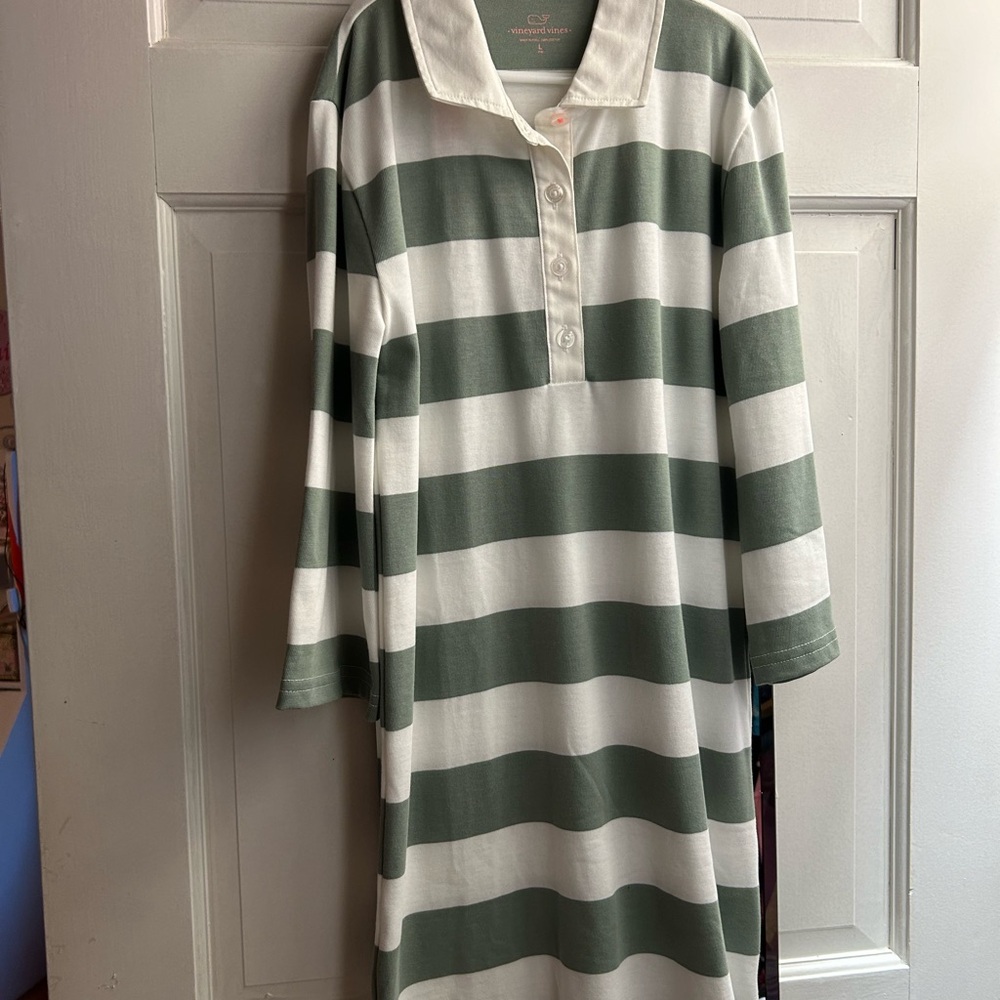 Vineyard vines girls green polo stripe dress